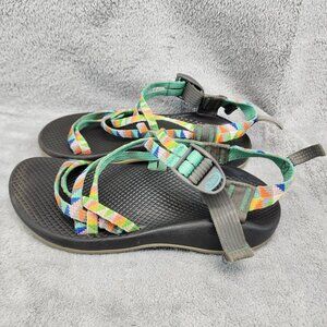 Chaco Shoes Kids Size 4 ZX/1 Ecotread Geometric Multicolor Double Strap Sandals